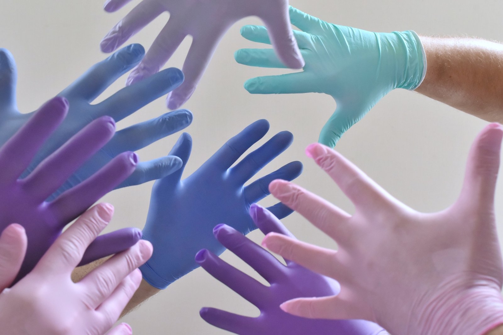 Hands in a rubber gloves