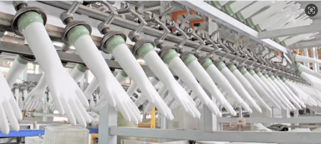 Anti static nitrile gloves used in industrial electronics factory