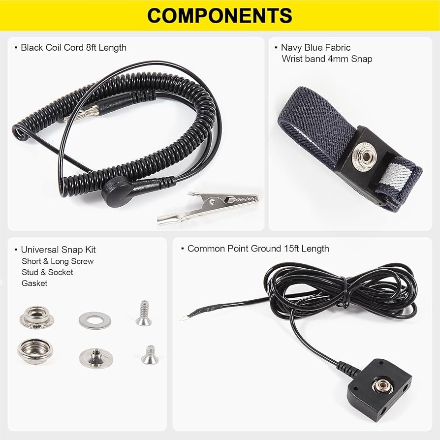 parts of esd wrist strap band cord resistor snap connection