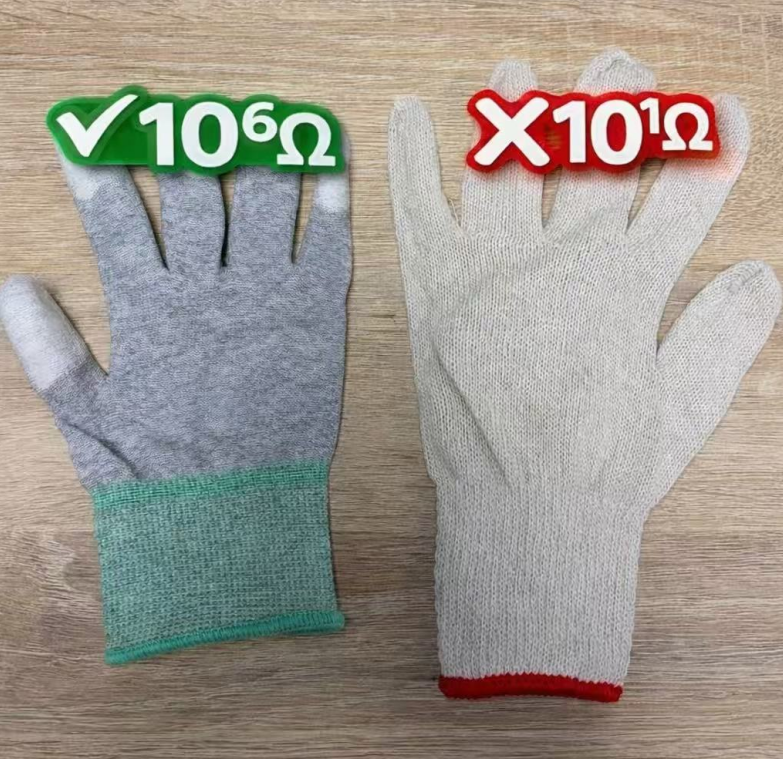Worn ESD gloves causing static risk during PCB handling