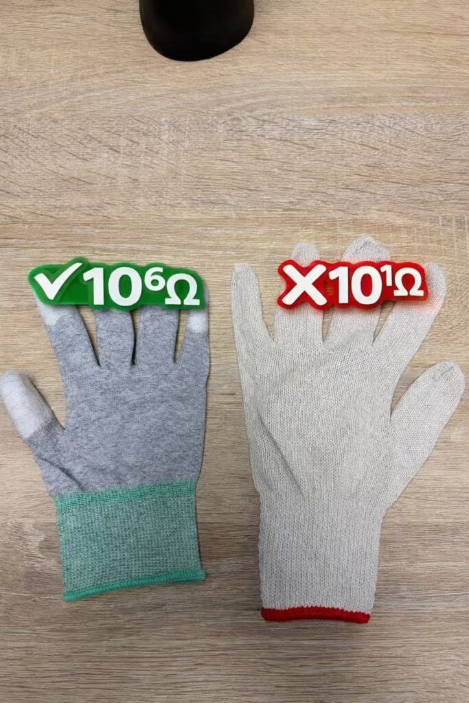 ESD glove resistance range 10⁶ to 10⁹ ohms explained