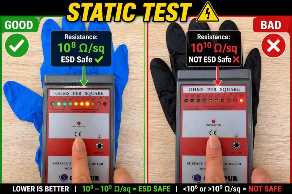 ESD gloves vs regular gloves for static-sensitive work