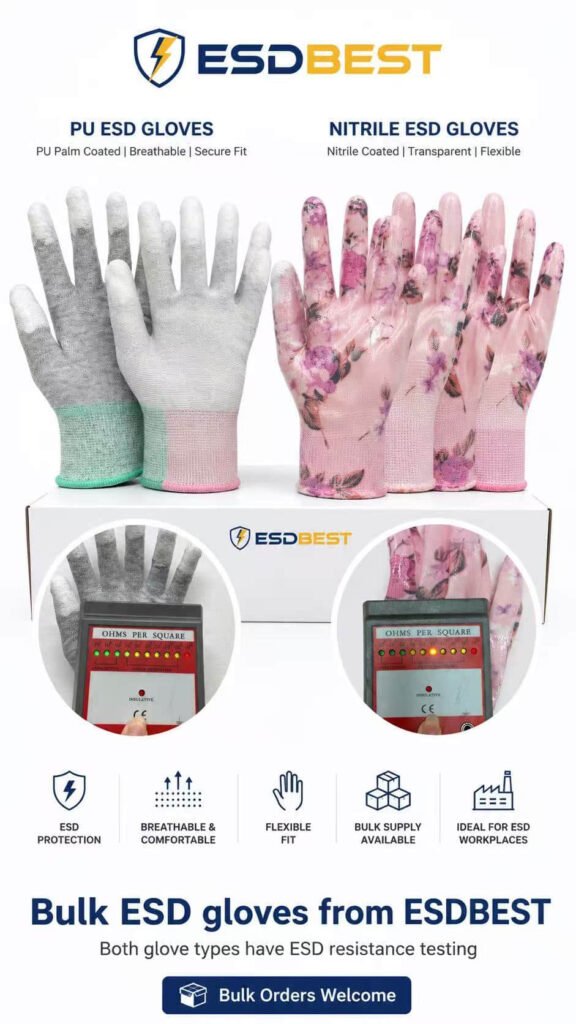 PU vs nitrile ESD gloves comparison