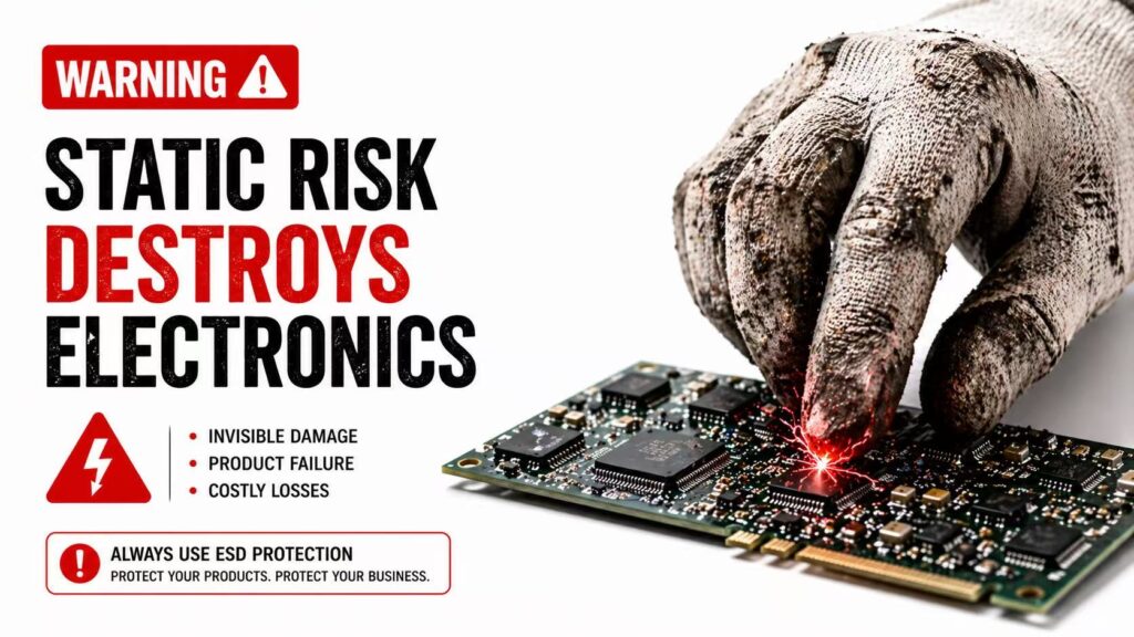 Worn ESD gloves causing static risk during PCB handling