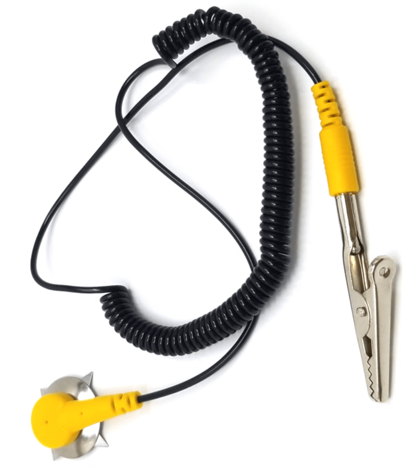 Anti static mat grounding cord connected to ESD workstation