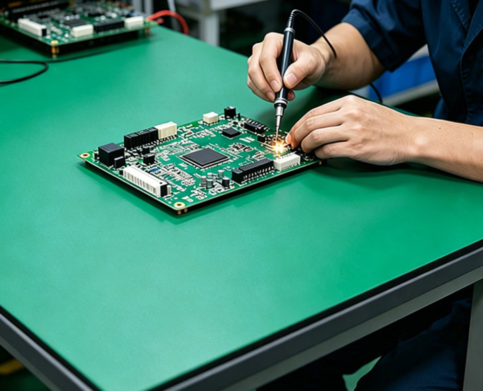 ESD mat for electronics assembly and PCB handling