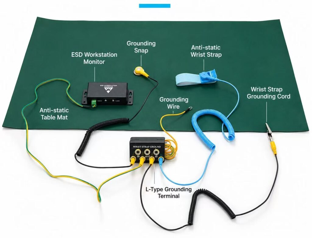 Why ESD mats need grounding for electronics manufacturing