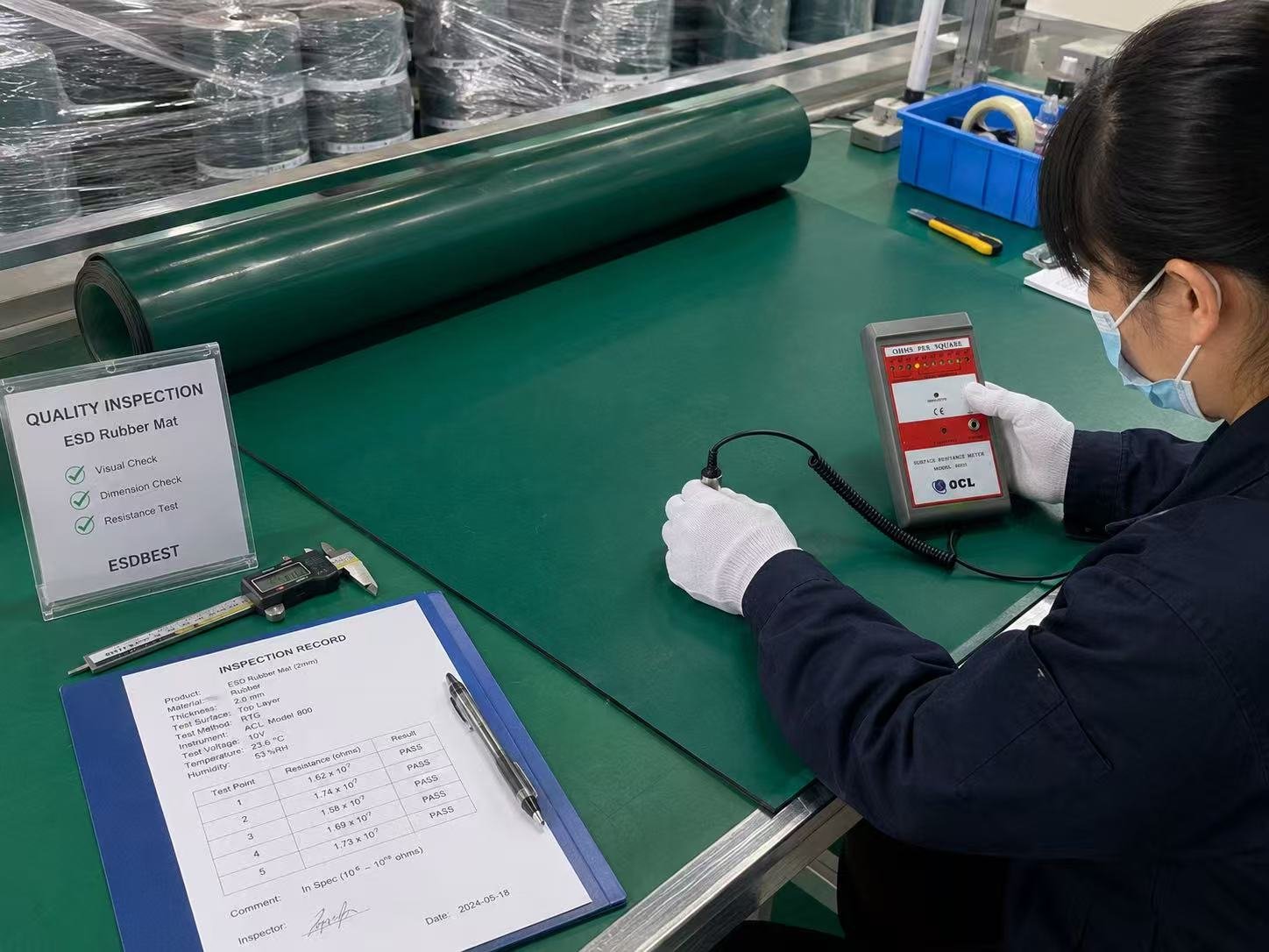 ESD rubber mat roll quality inspection at ESDBEST