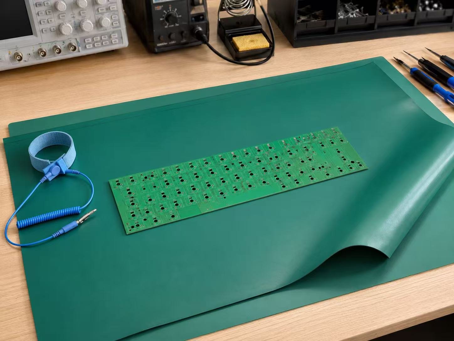 ESD soldering mat for electronics assembly and repair